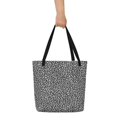 Noir Ribbons on a Large Tote Bag W/ Pocket