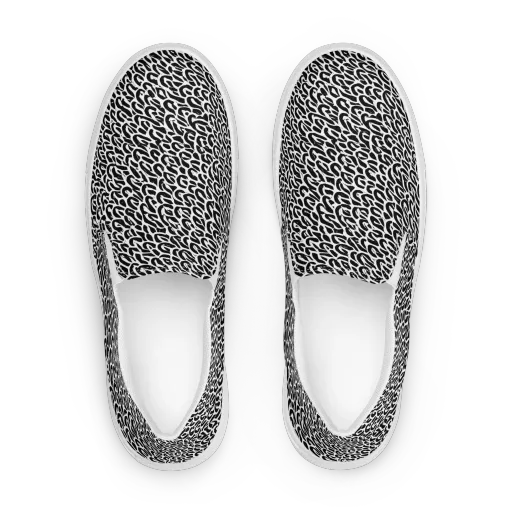 Noir Ribbons on a Women's Slip-On Canvas Shoes