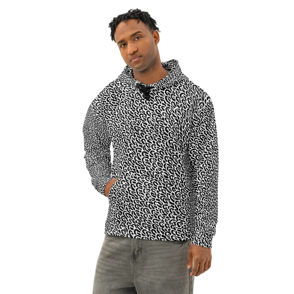 Noir Ribbons on Cotton Hoodie — Left Front