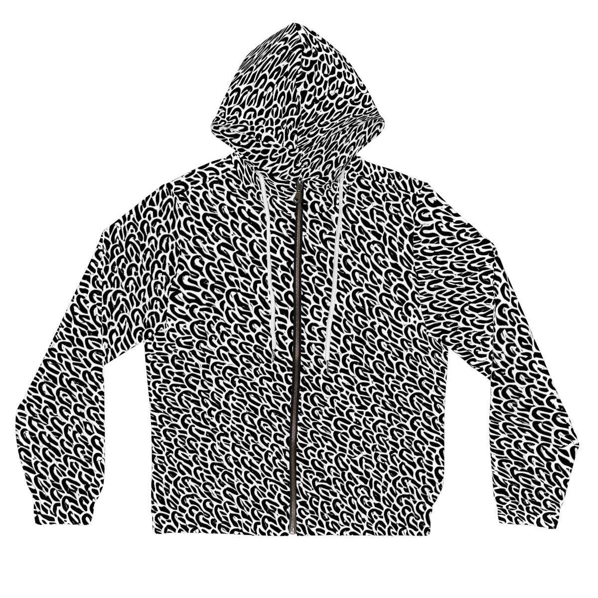 Noir Ribbons on Women's Full-Zip Hoodie — Front
