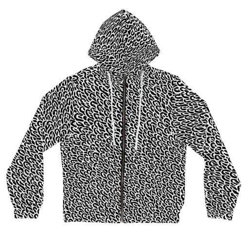 Noir Ribbons on a Women's Full-Zip Hoodie