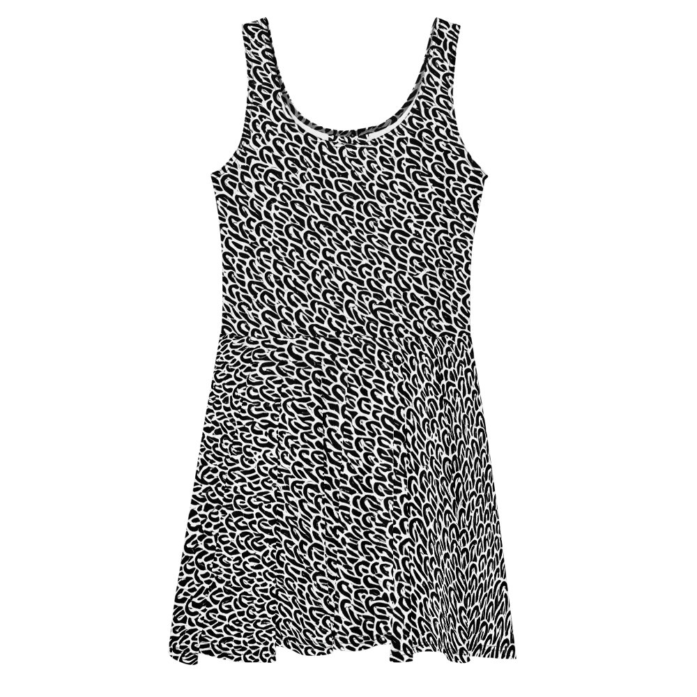 Noir Ribbons on Skater Dress — Front