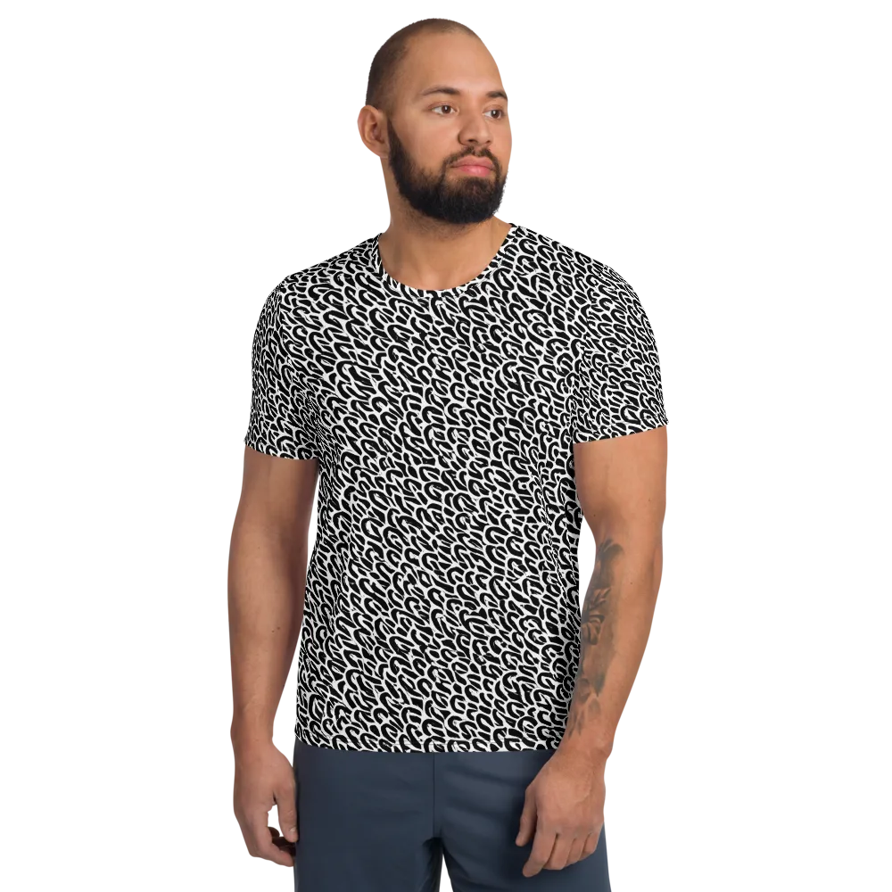 Noir Ribbons on Men's Athletic T-Shirt — Front