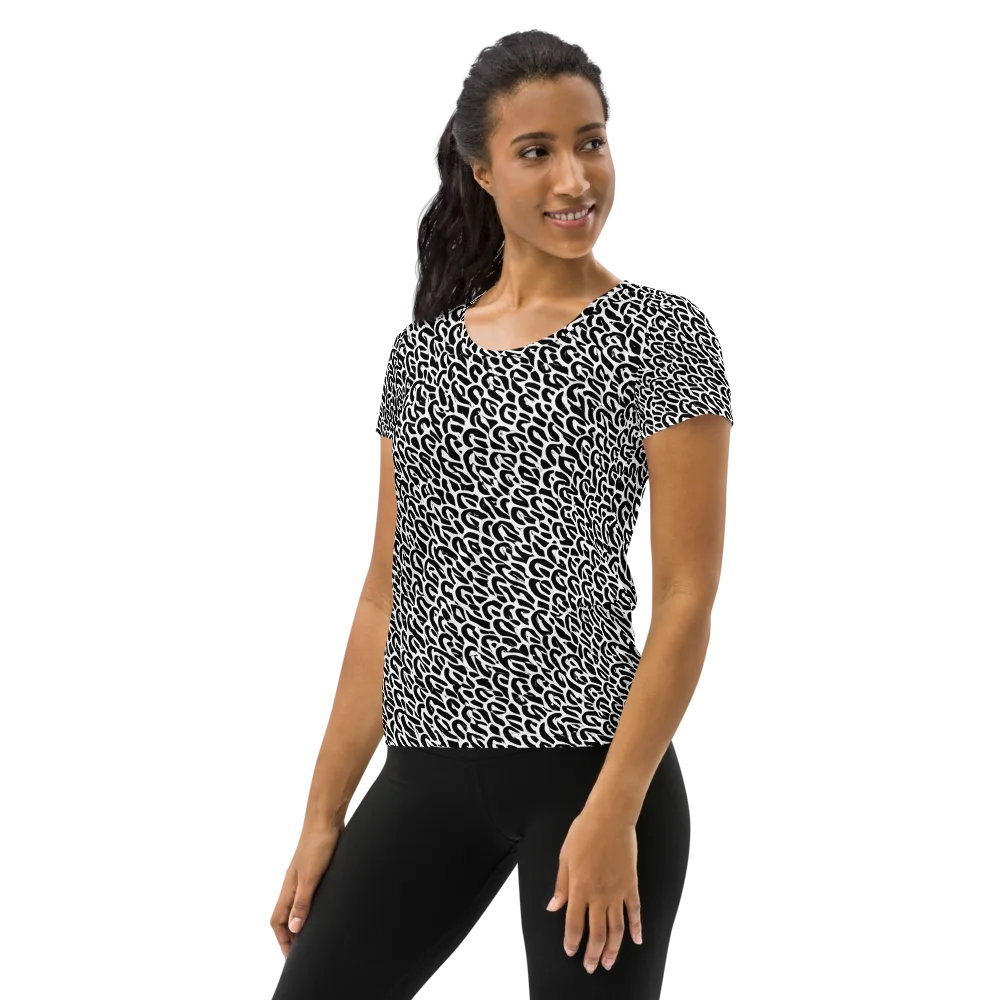 Noir Ribbons on Women's Athletic T-Shirt — Left