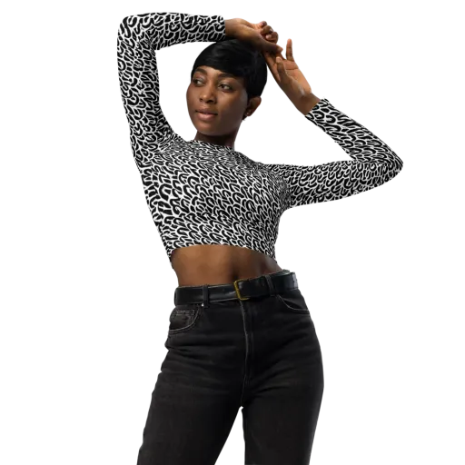 Noir Ribbons on a Long Sleeve Crop Top
