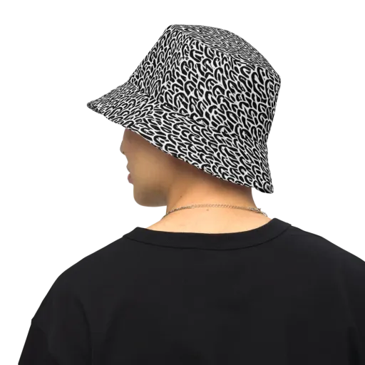 Noir Ribbons on a Reversible Bucket Hat