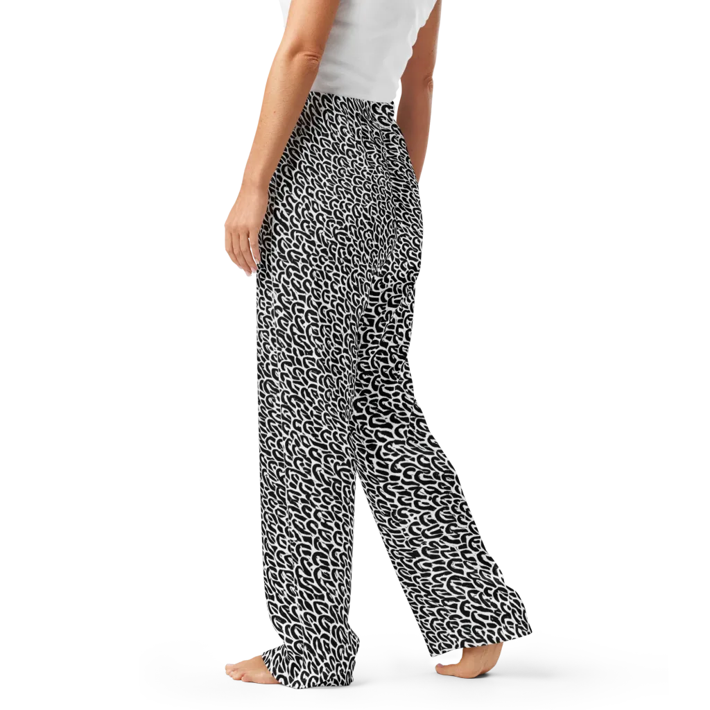 Noir Ribbons on Women's Pajama Pants — Left