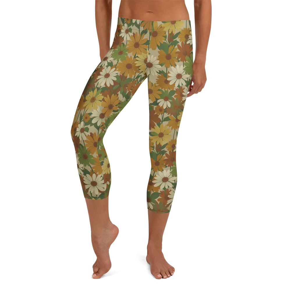 Harvest Bloom on Capri Leggings — Front