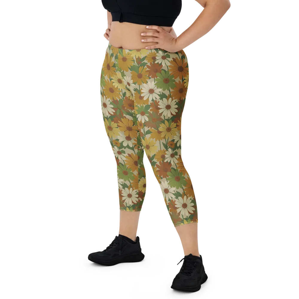 Harvest Bloom on Capri Leggings — Front