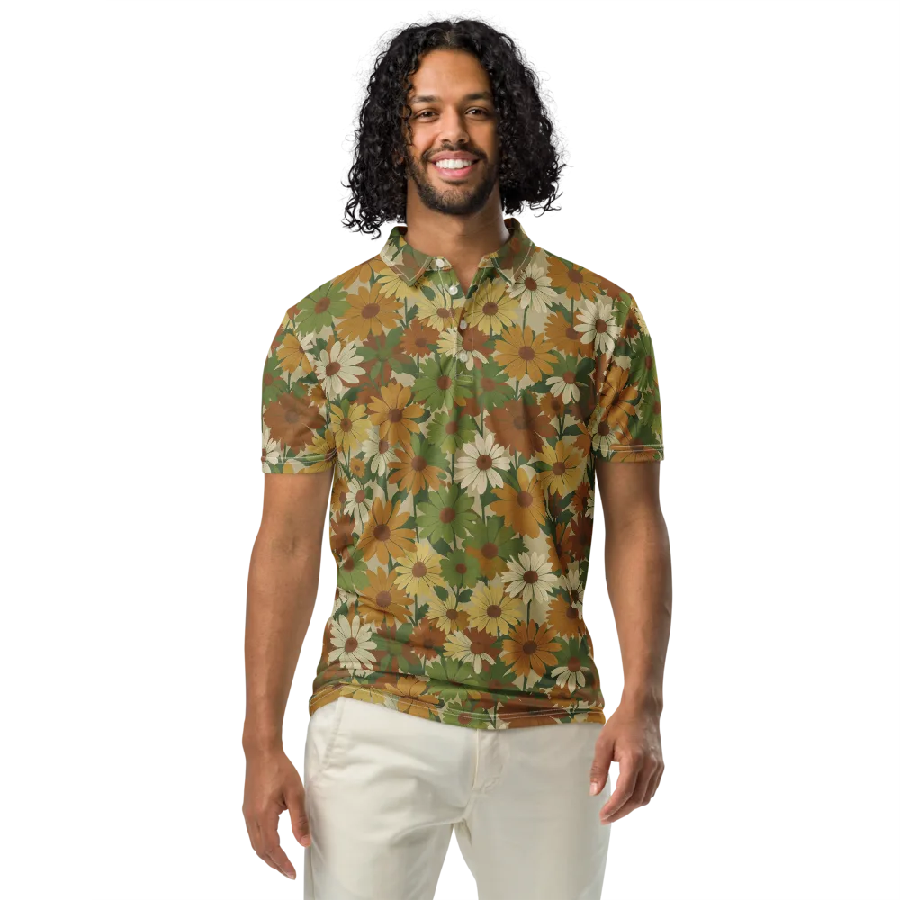 Harvest Bloom on Men's Slim Fit Polo Shirt — Front