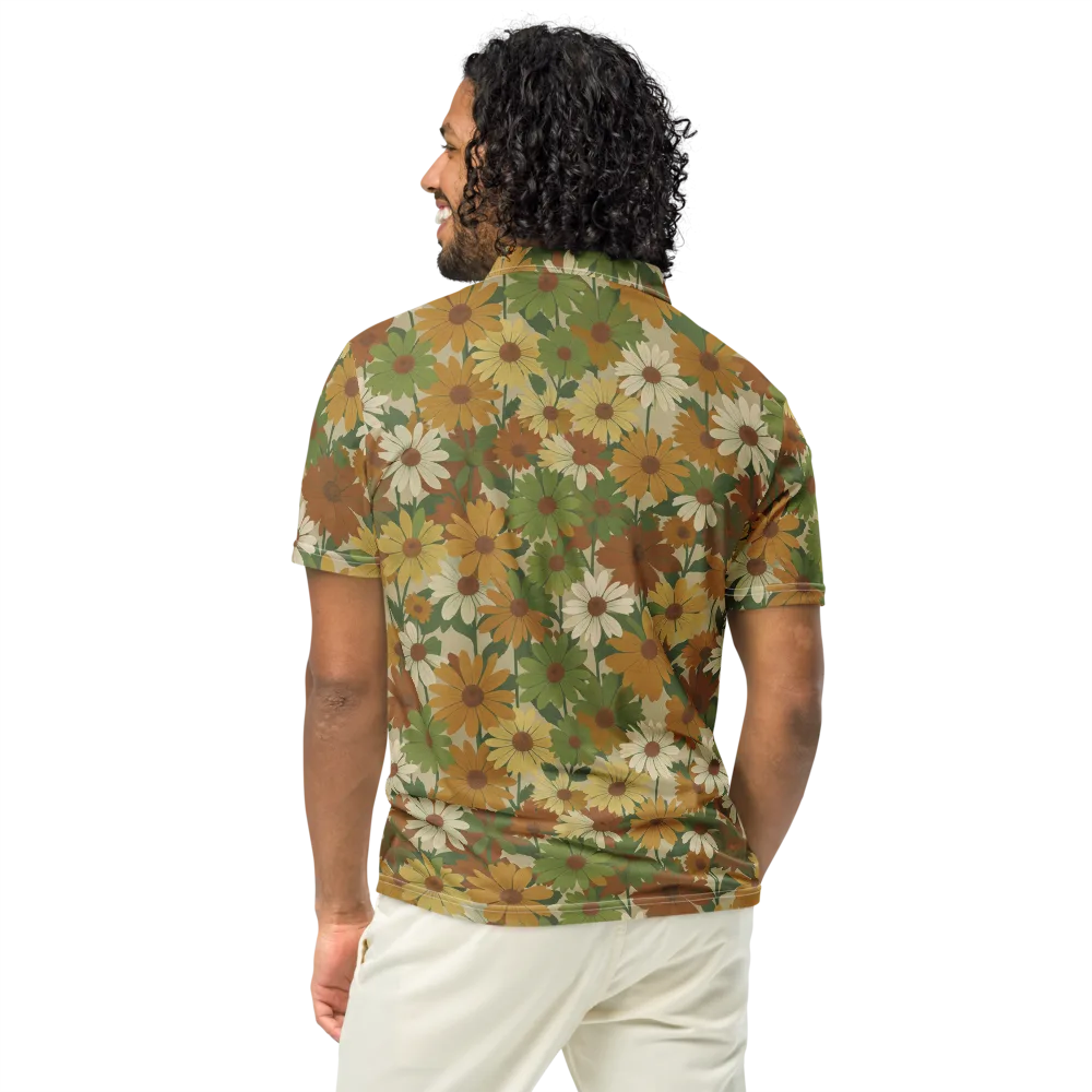 Harvest Bloom on Men's Slim Fit Polo Shirt — Back