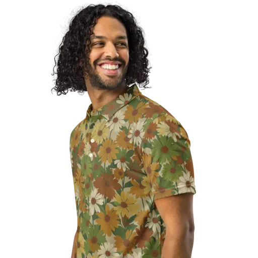 Harvest Bloom on a Men's Slim Fit Polo Shirt