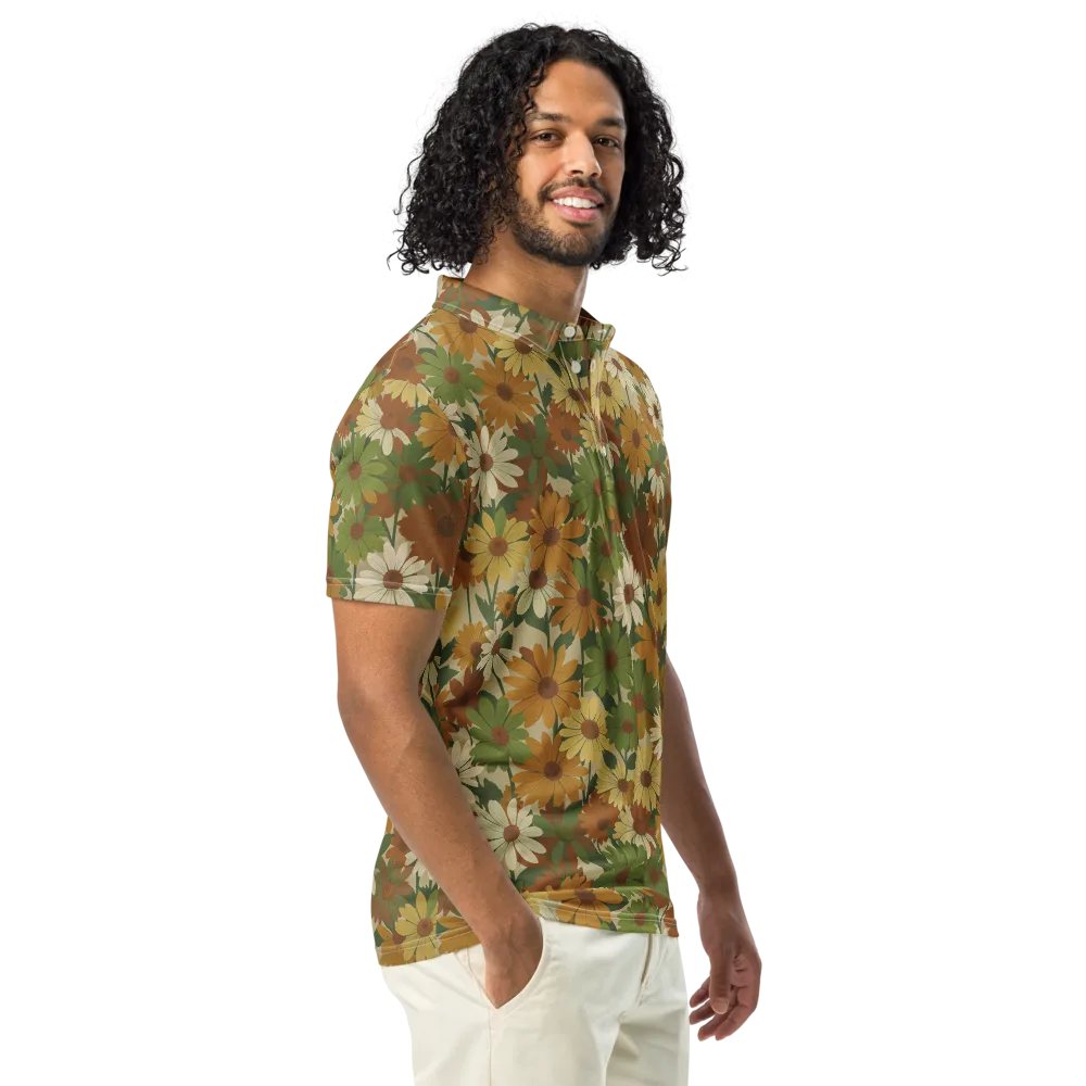 Harvest Bloom on Men's Slim Fit Polo Shirt — Right Front