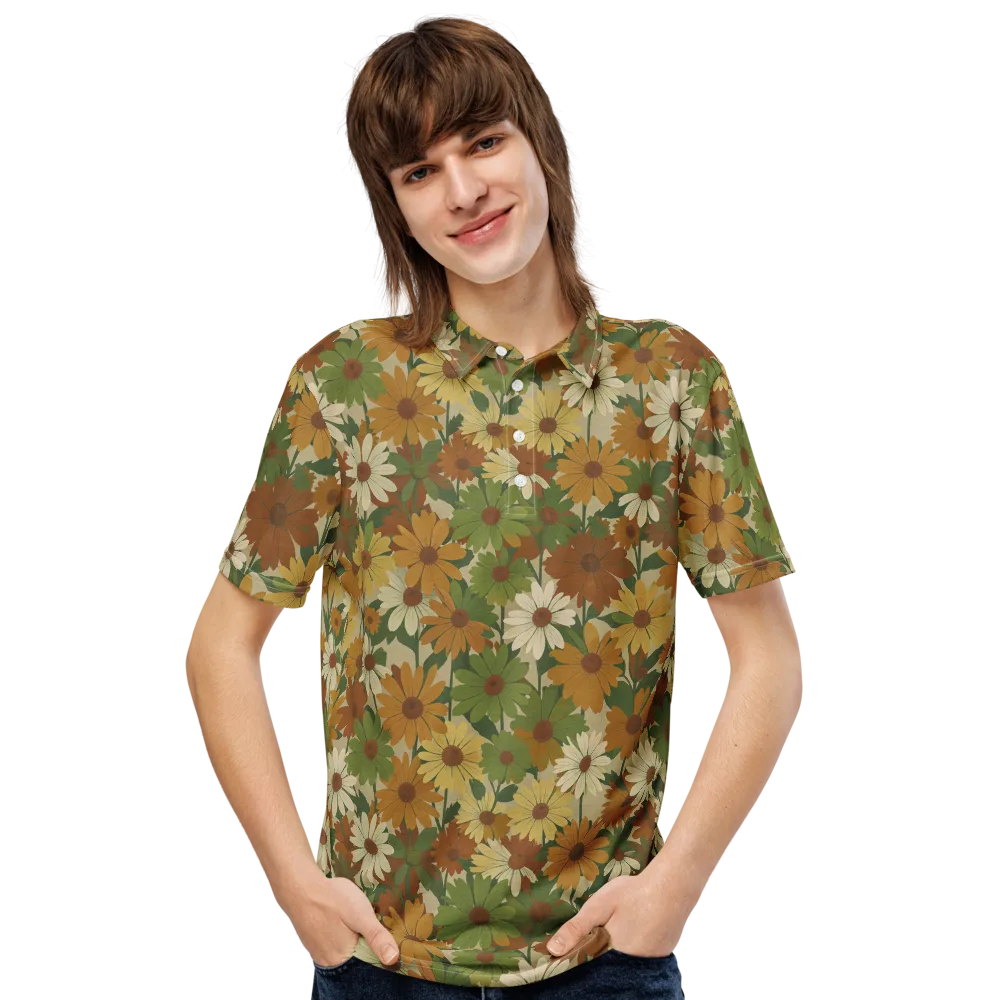 Harvest Bloom on Men's Slim Fit Polo Shirt — Front