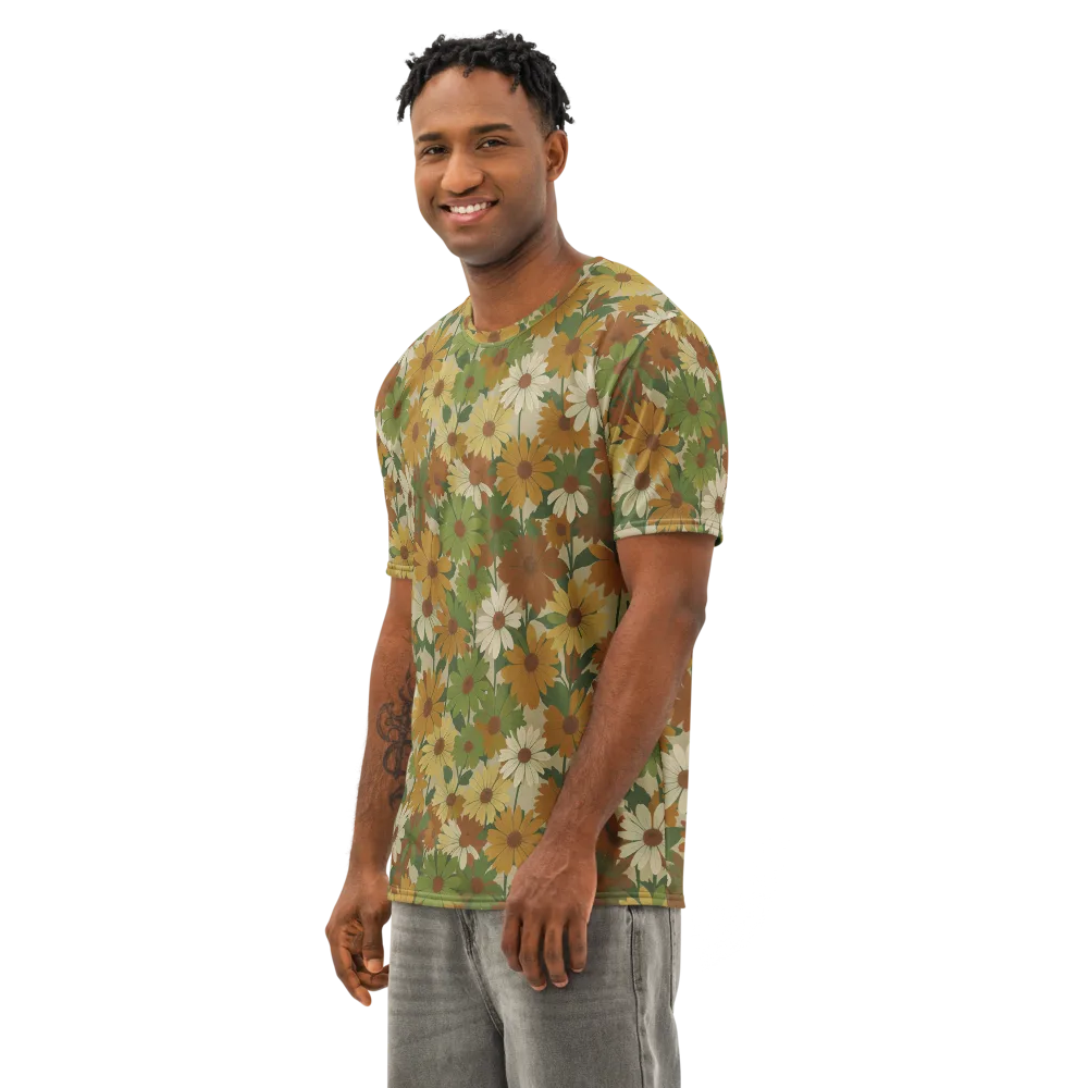 Harvest Bloom on Men's Cotton Crew Neck T-Shirt — Left Front