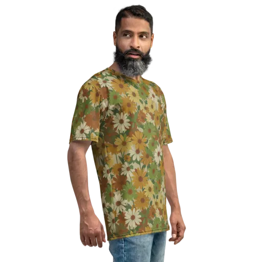 Harvest Bloom on a Men's Crew Neck T-Shirt