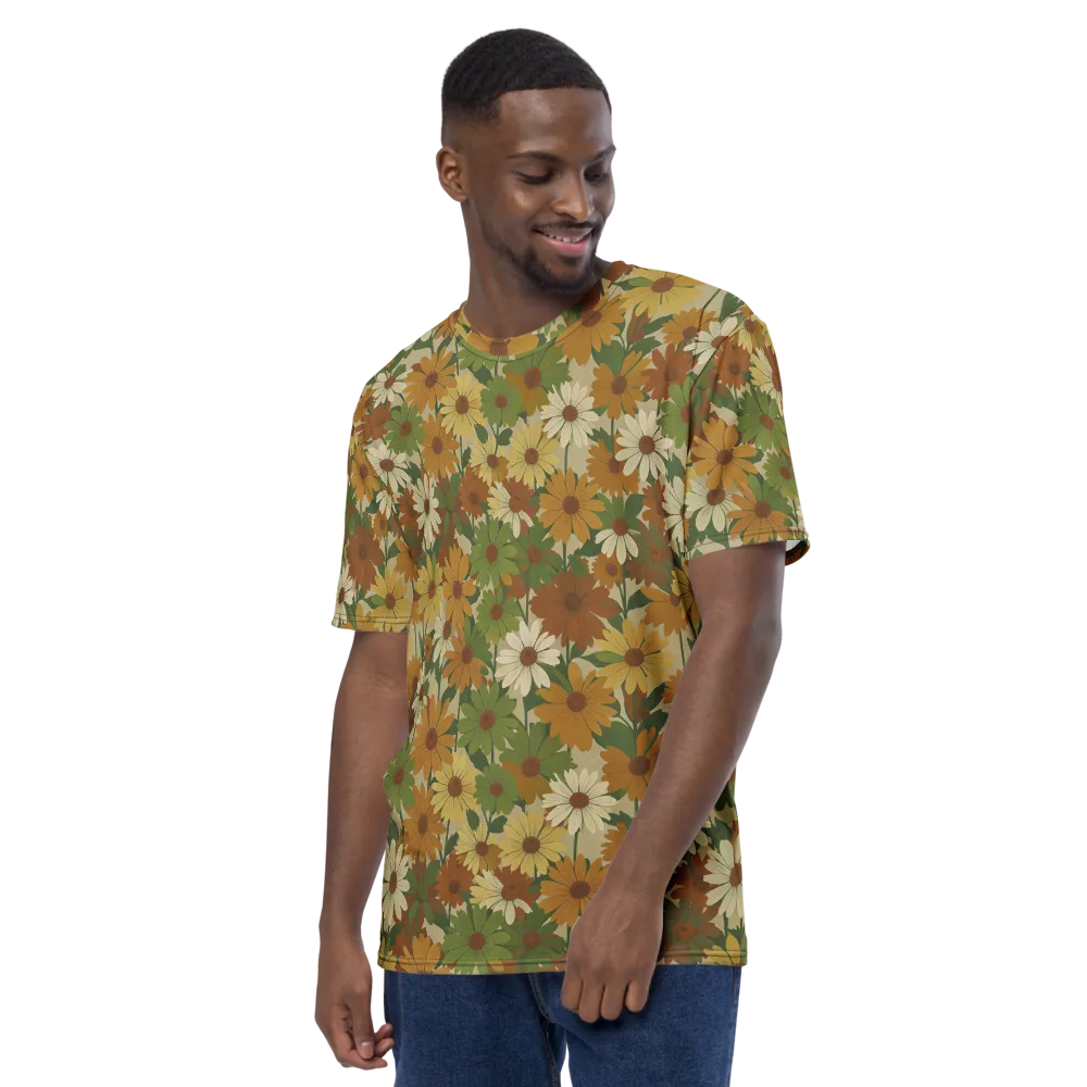 Harvest Bloom on Men's Crew Neck T-Shirt — Left