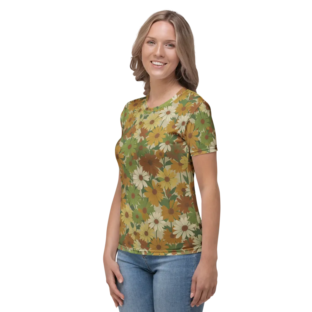 Harvest Bloom on Women's Crew Neck T-Shirt — Left