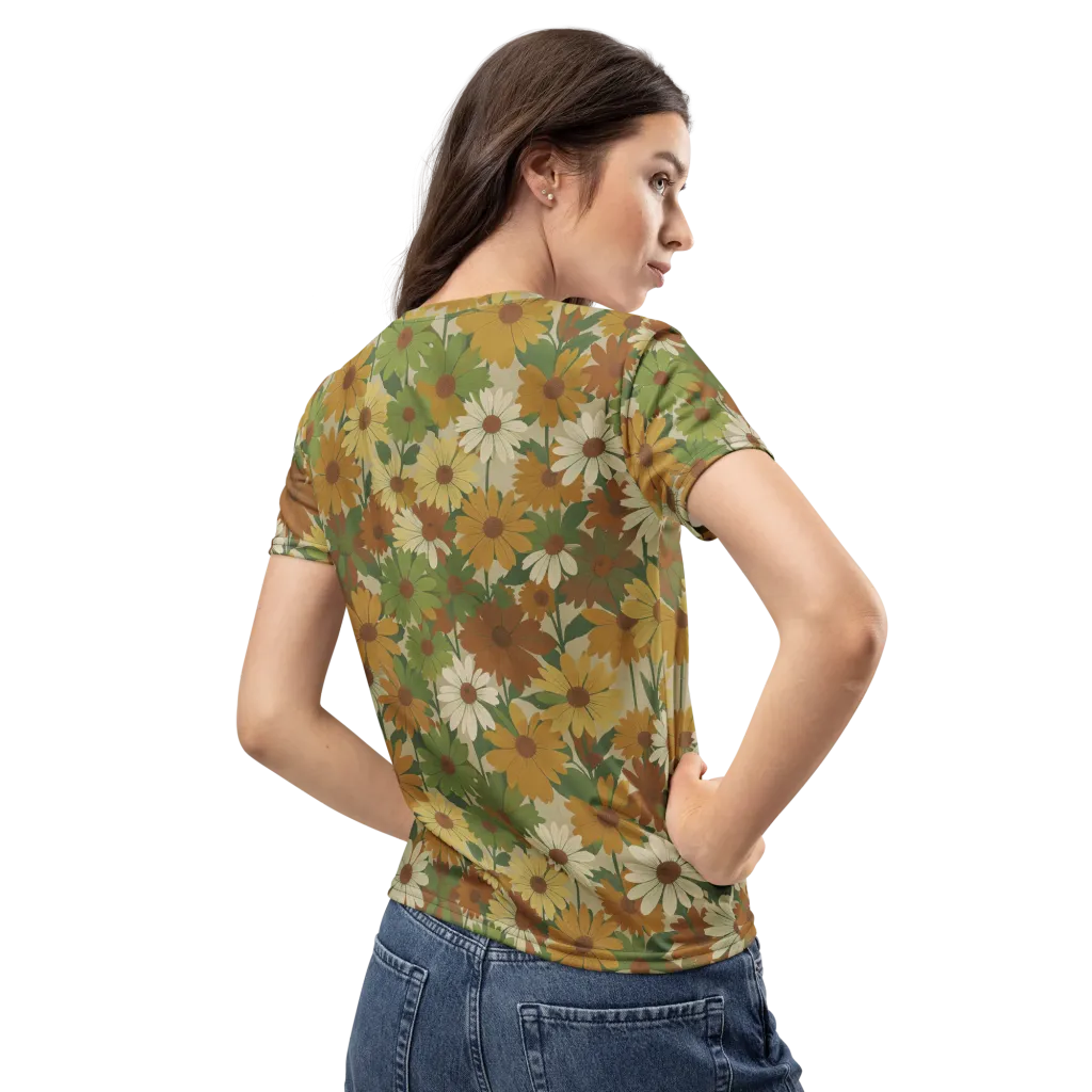 Harvest Bloom on Women's Crew Neck T-Shirt — Back