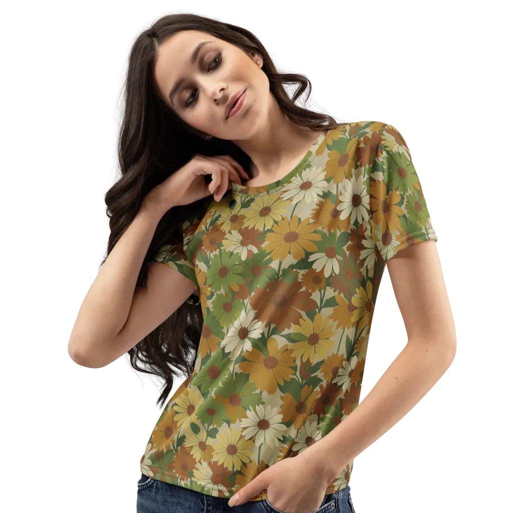 Harvest Bloom on Women's Crew Neck T-Shirt — Left Front