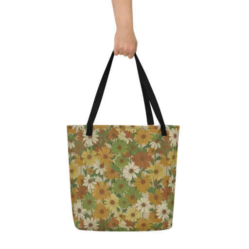 Harvest Bloom on a Large Tote Bag W/ Pocket