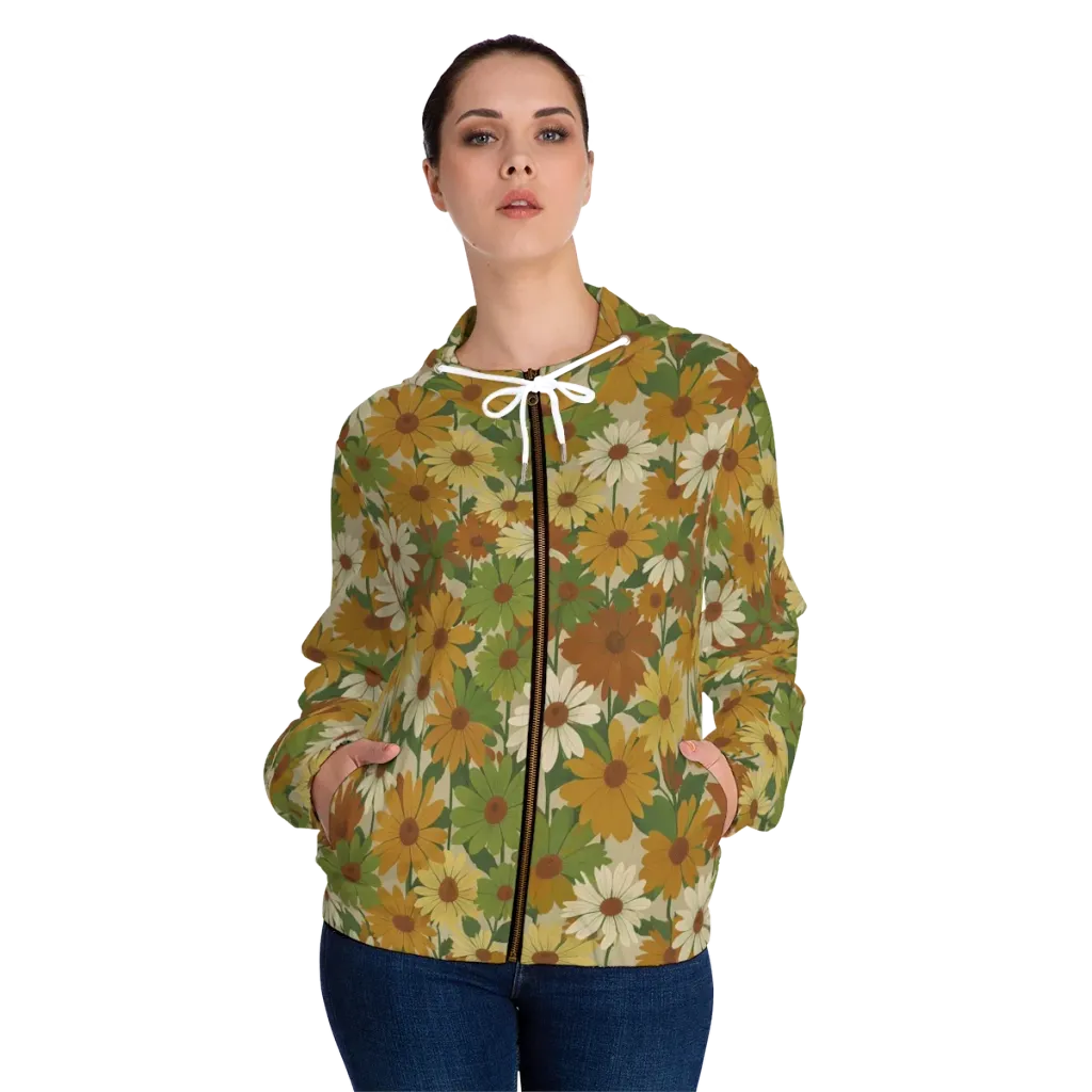 Harvest Bloom on Women's Full-Zip Hoodie — Front On Person
