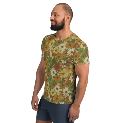 Harvest Bloom on a Men's Athletic T-Shirt
