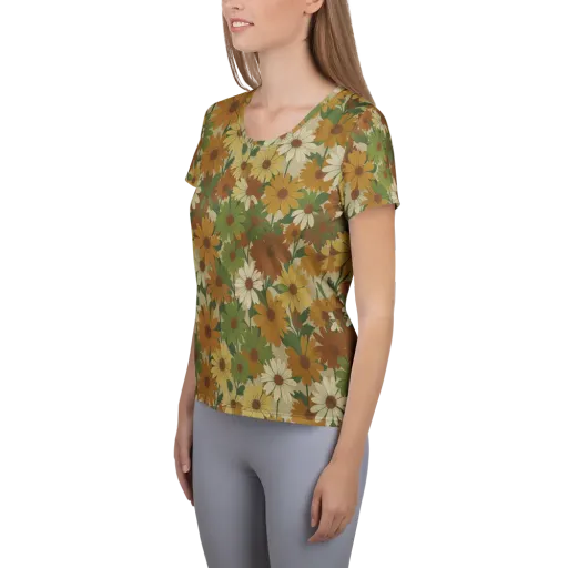 Harvest Bloom on a Women's Athletic T-Shirt