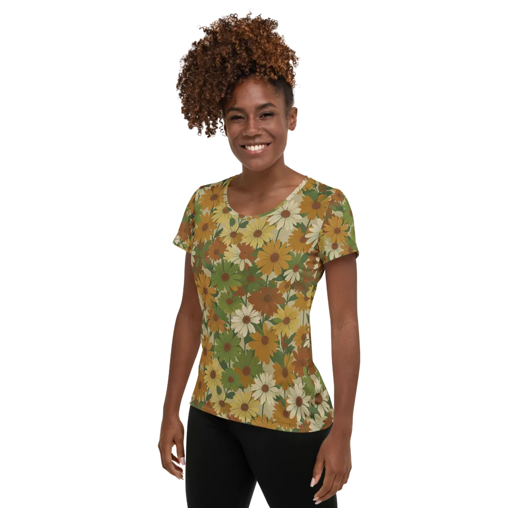 Harvest Bloom on Women's Athletic T-Shirt — Left