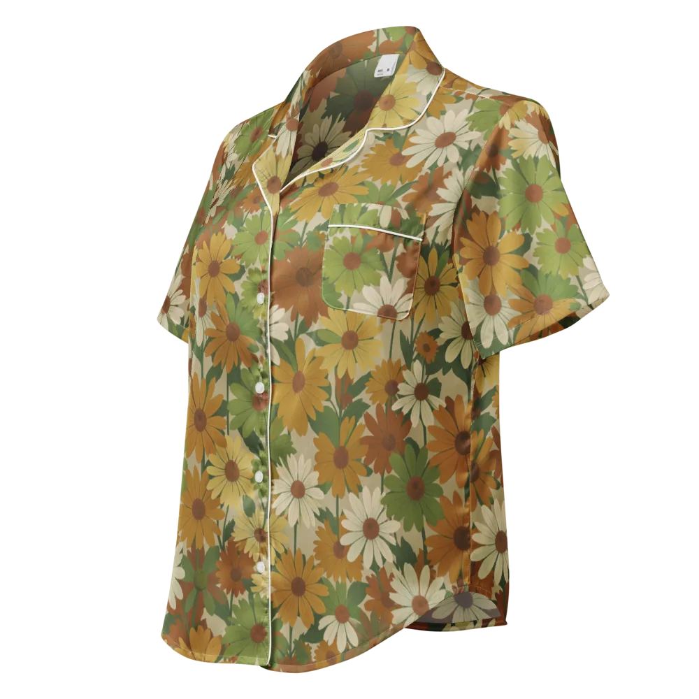 Harvest Bloom on Women's Short Sleeve Pajama Top — Left Front