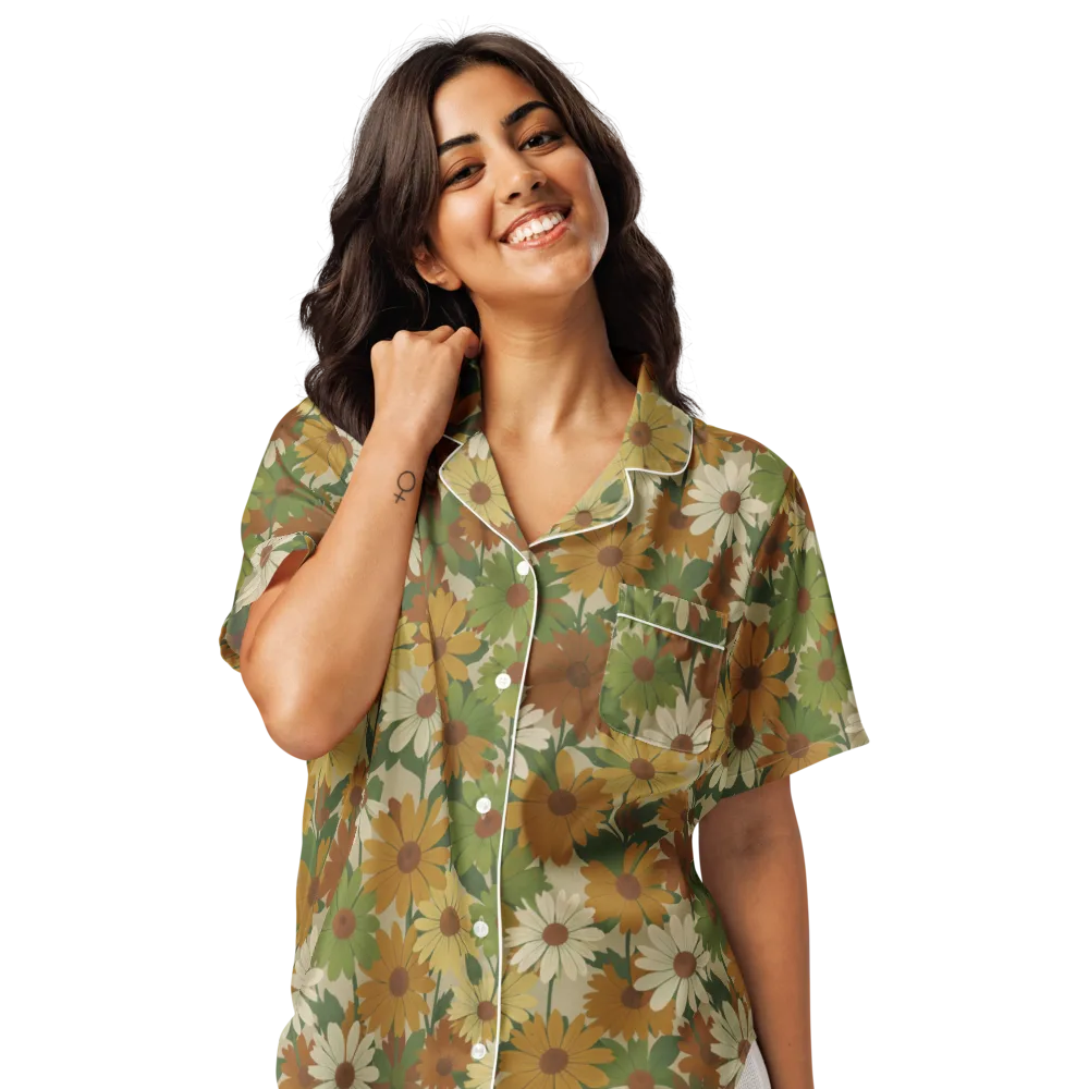 Harvest Bloom on Women's Short Sleeve Pajama Top — Front