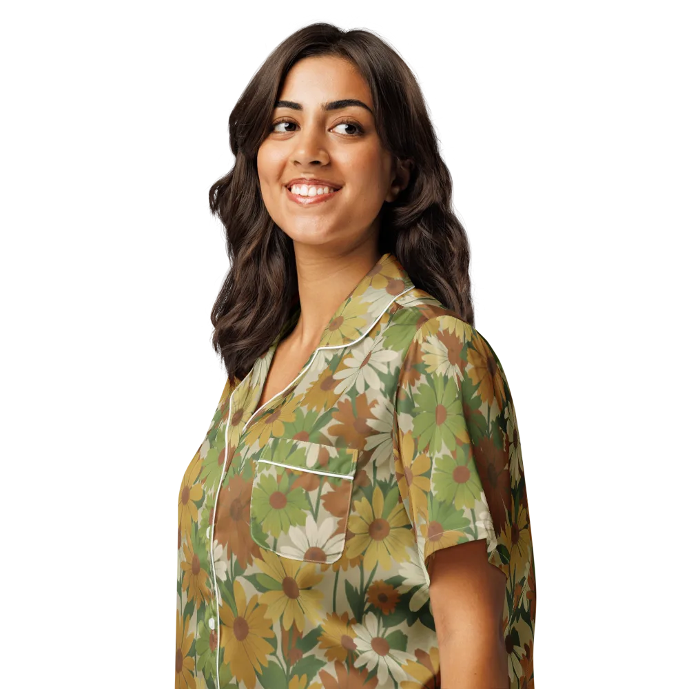 Harvest Bloom on Women's Short Sleeve Pajama Top — Left Front
