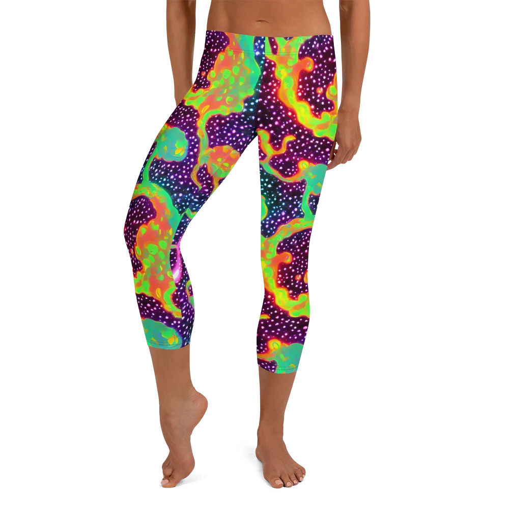 Luminous Lava on Capri Leggings — Front