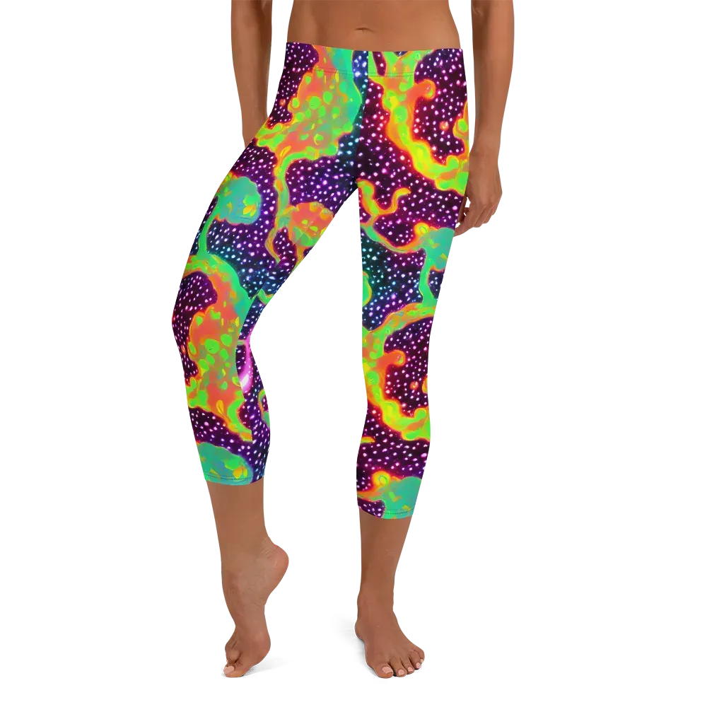 Luminous Lava on Capri Leggings — Front