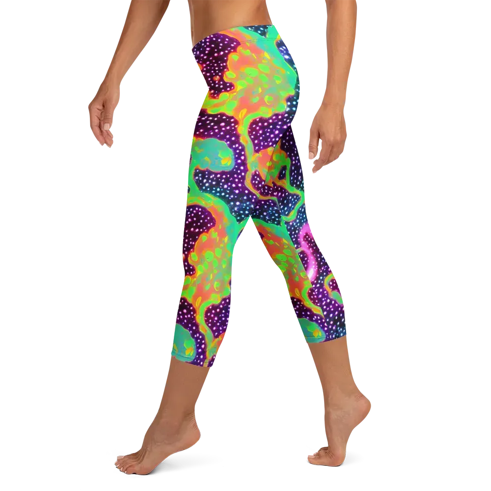 Luminous Lava on Capri Leggings — Left