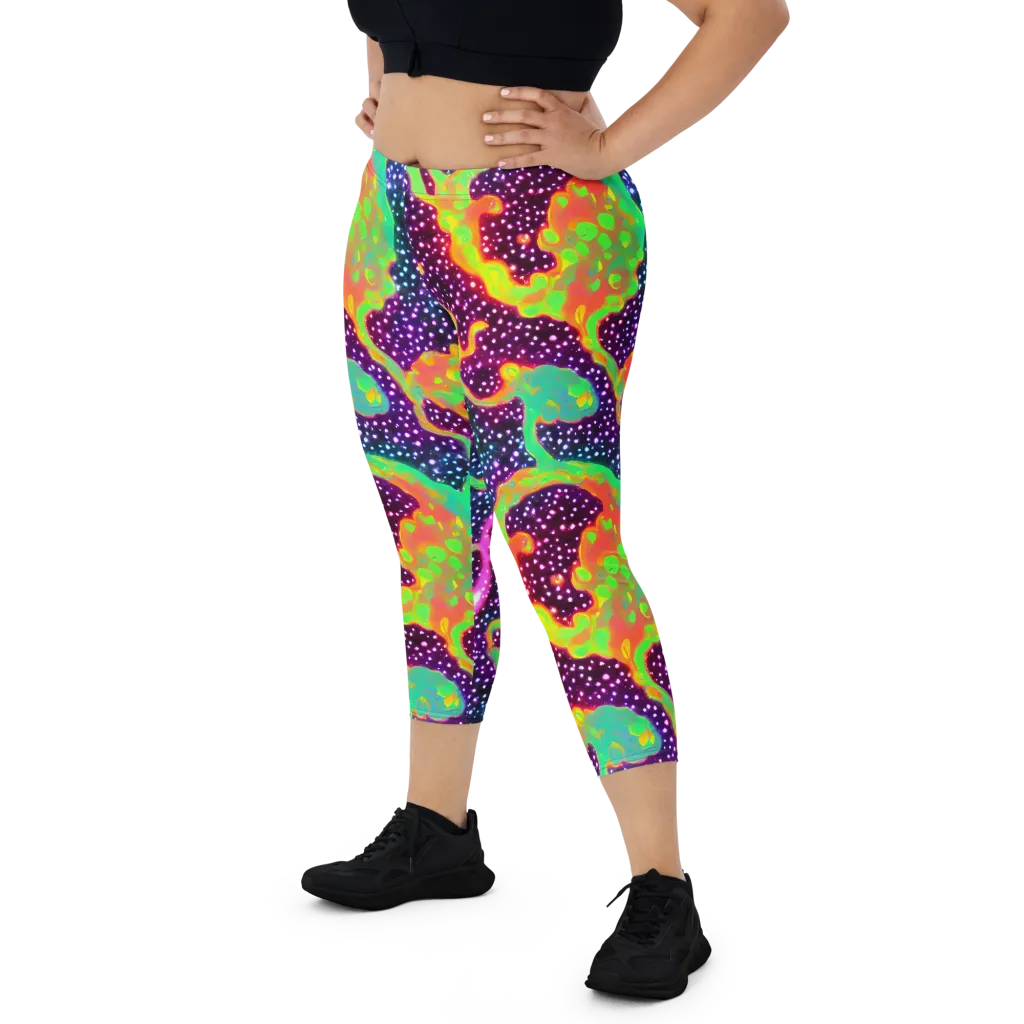 Luminous Lava on Capri Leggings — Front