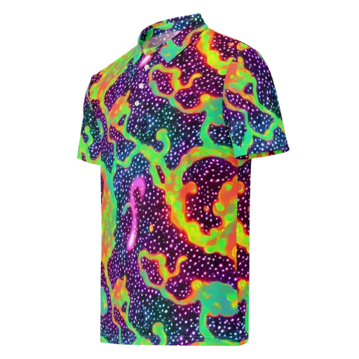 Luminous Lava on a Men's Slim Fit Polo Shirt