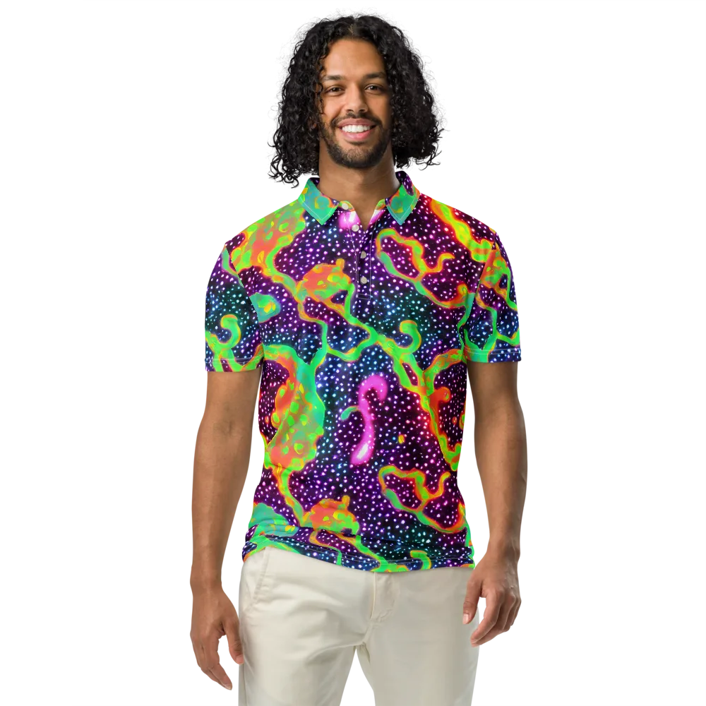 Luminous Lava on Men's Slim Fit Polo Shirt — Front