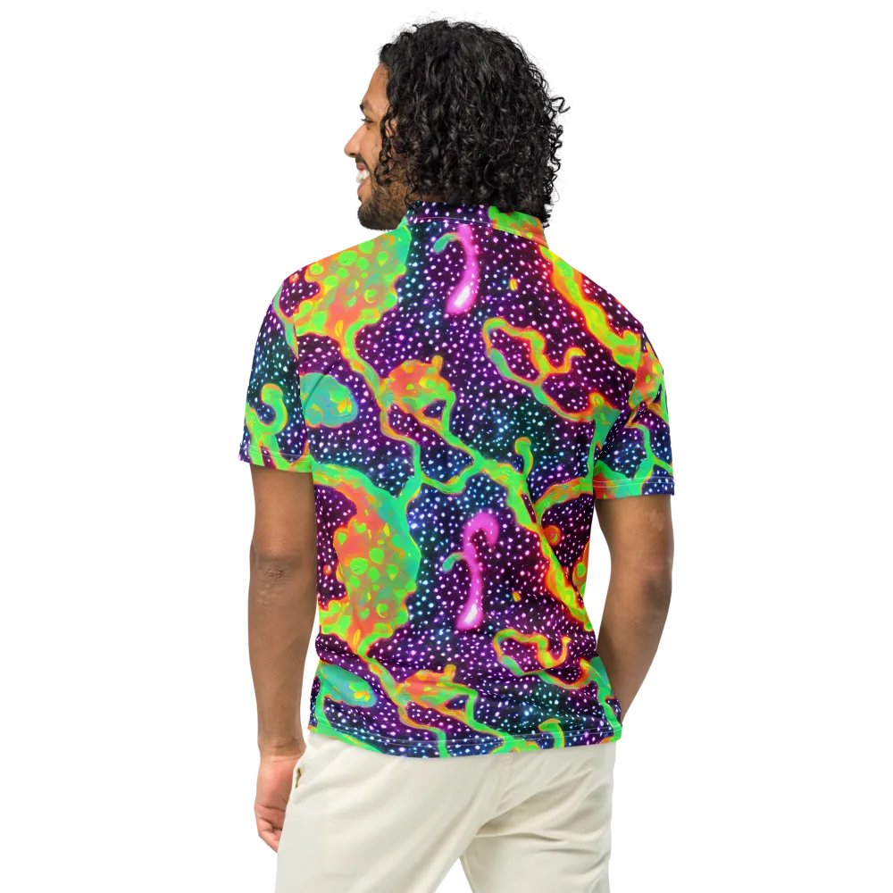 Luminous Lava on Men's Slim Fit Polo Shirt — Back