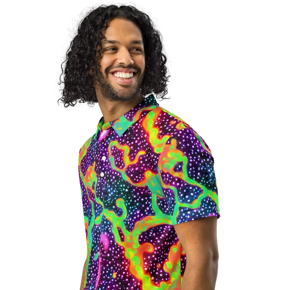 Luminous Lava on Men's Slim Fit Polo Shirt — Left Front
