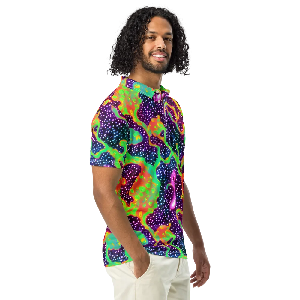 Luminous Lava on Men's Slim Fit Polo Shirt — Right Front