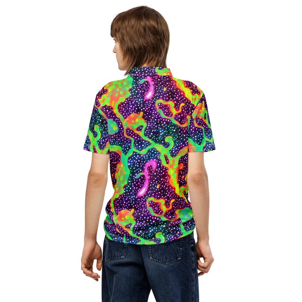 Luminous Lava on Men's Slim Fit Polo Shirt — Back