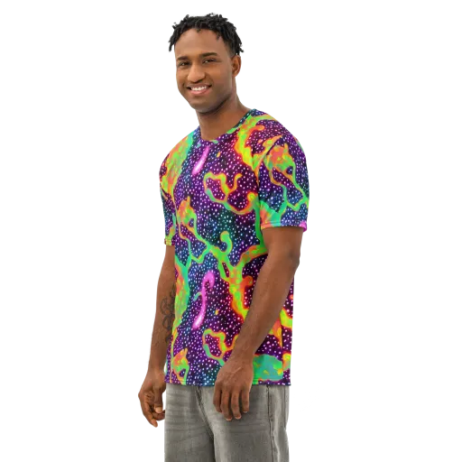 Luminous Lava on a Men's Cotton Crew Neck T-Shirt