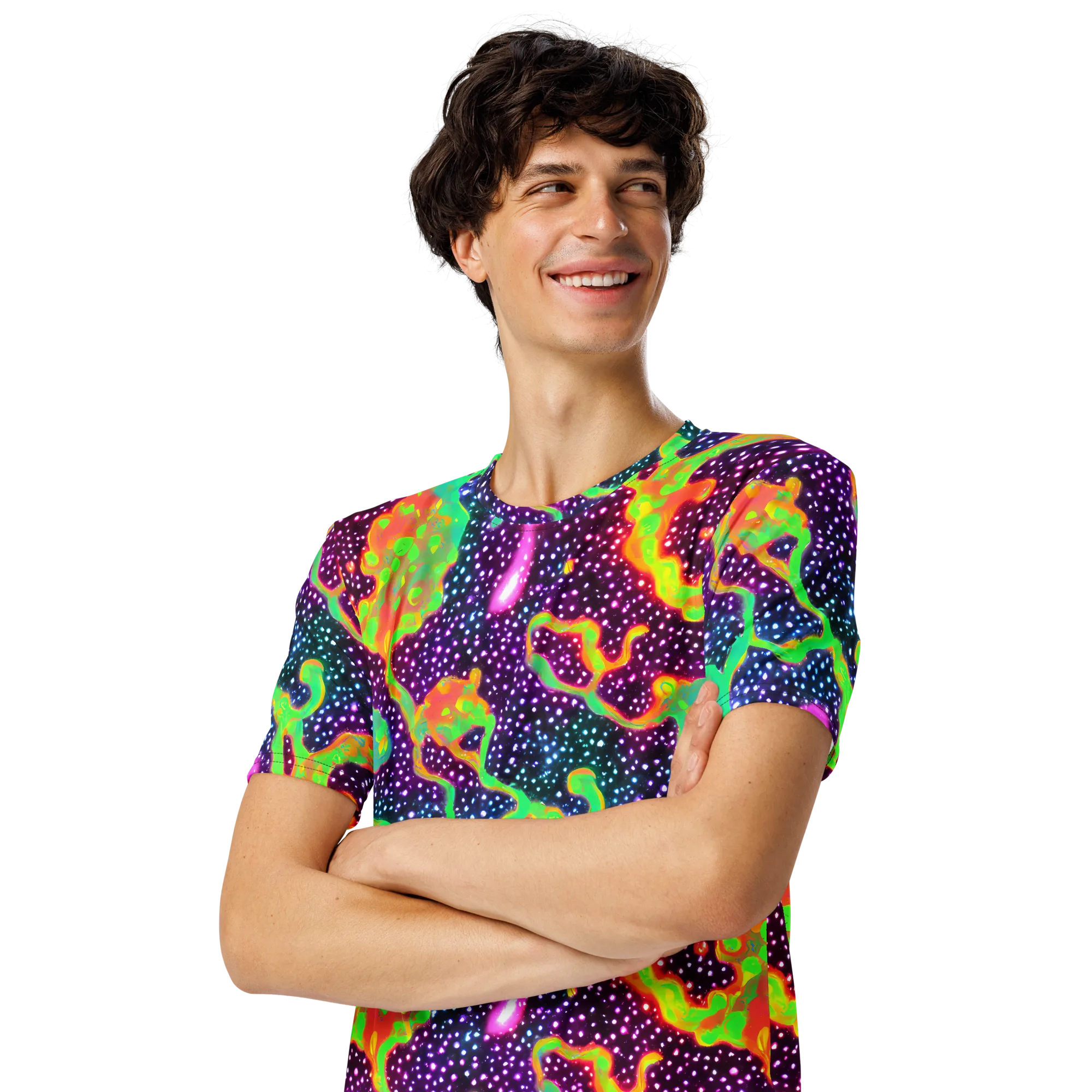 Luminous Lava on Men's Crew Neck T-Shirt — Left Front