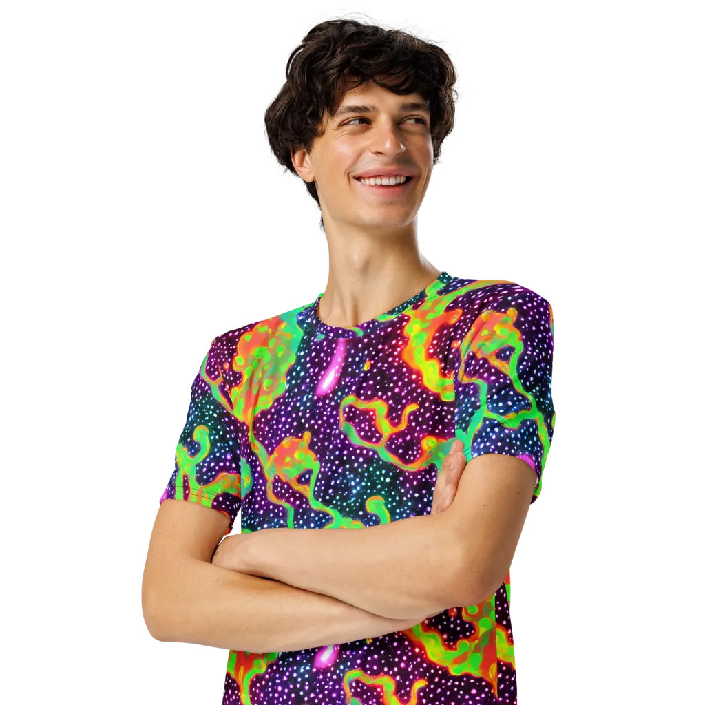 Luminous Lava on Men's Crew Neck T-Shirt — Left Front