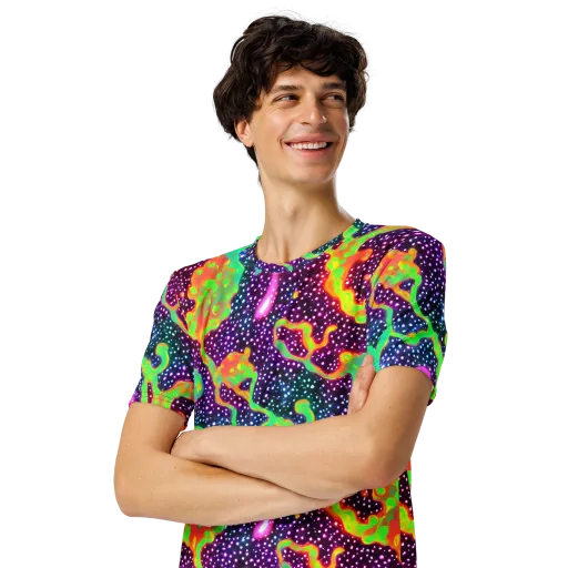 Luminous Lava on a Men's Crew Neck T-Shirt