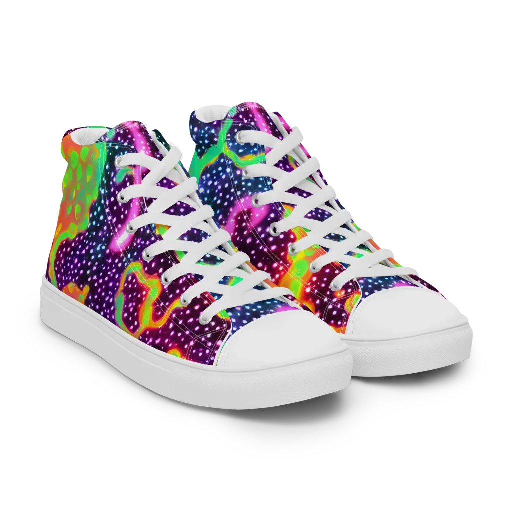 Luminous Lava on Men's High Top Canvas Shoes — Right Front