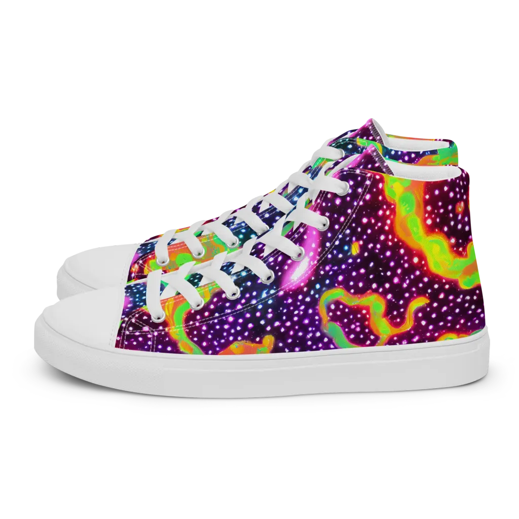 Luminous Lava on Men's High Top Canvas Shoes — Left
