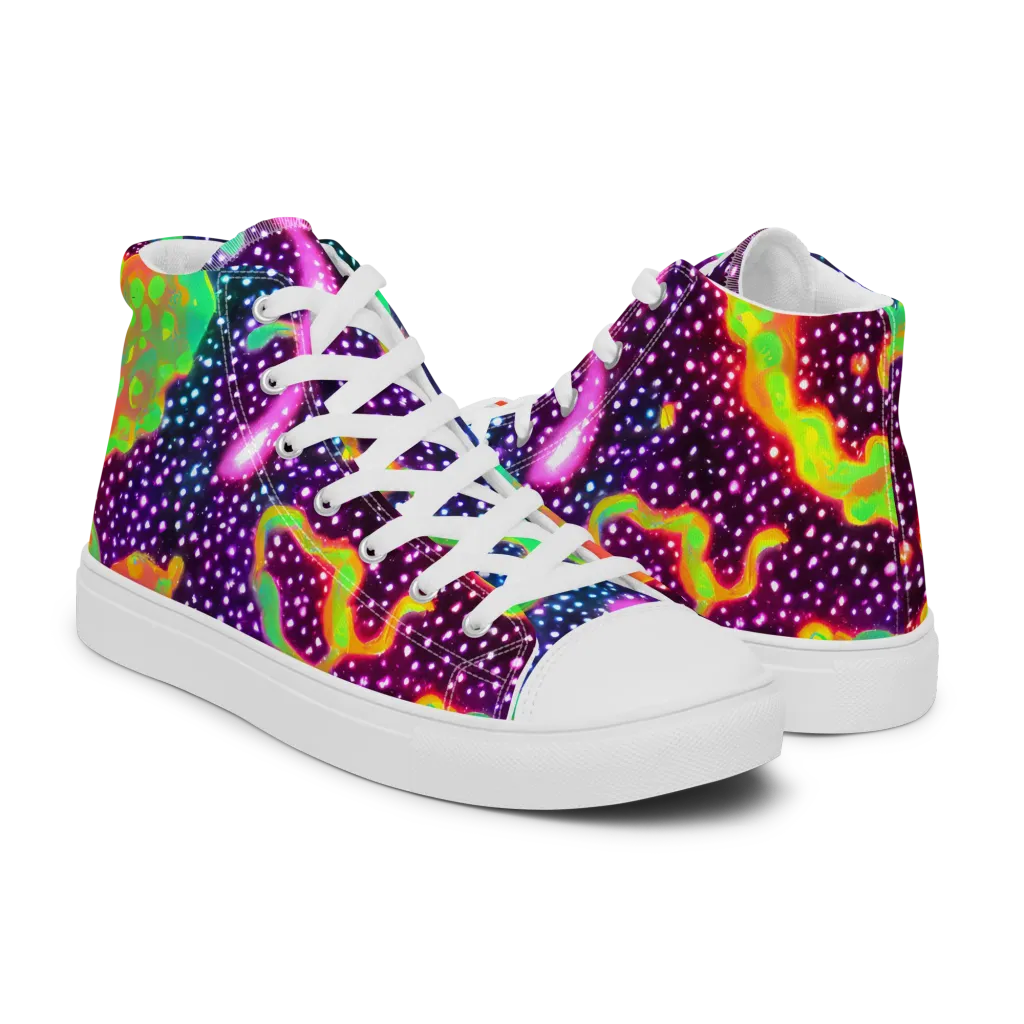 Luminous Lava on Men's High Top Canvas Shoes — Right