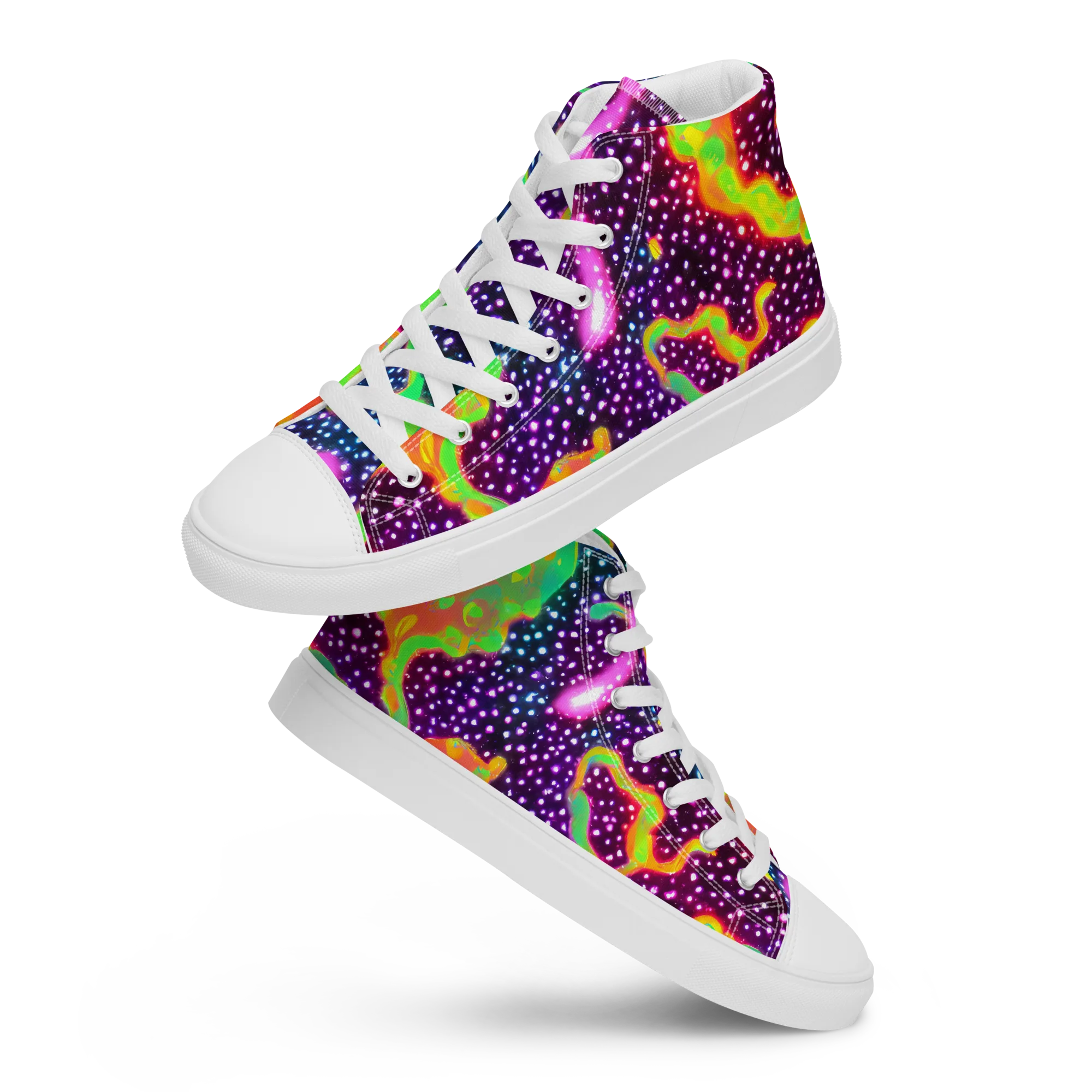 Luminous Lava on Men's High Top Canvas Shoes — Front